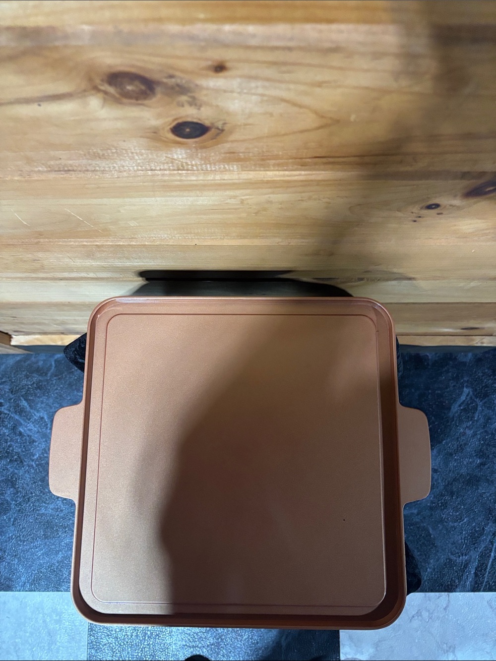 Copper Square Nonstick Baking Dish - Copper Color and Copper Trivet.